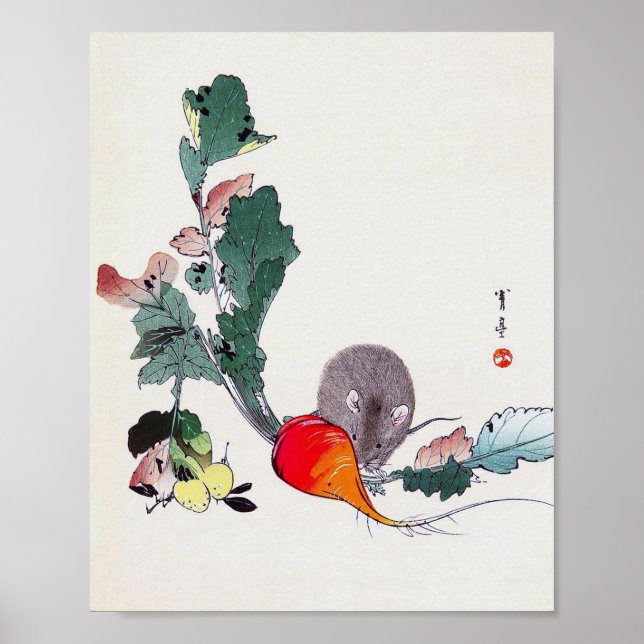 Affiche Souris et Radish rouge, Watanabe Seitei (Devant)