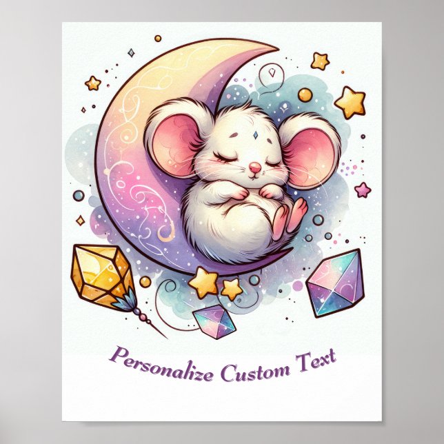 Affiche Souris Mignonne Personnalisée Endormie sur un Demi (Devant)