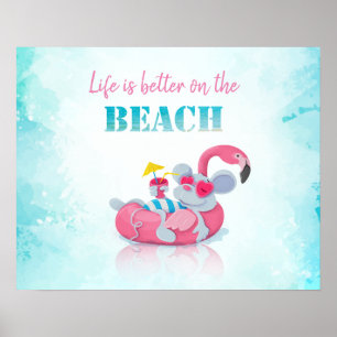 Affiche Souris mignonne Plage élégante