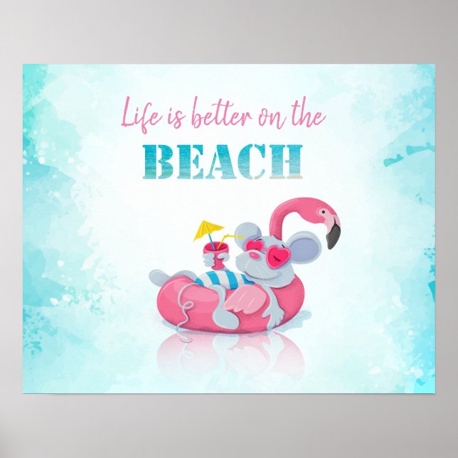Affiche Souris mignonne  Plage élégante (Devant)