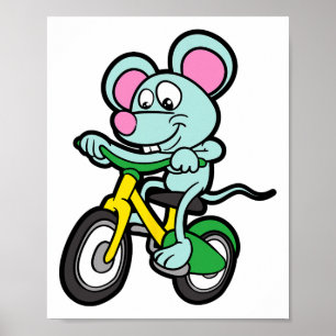 Affiche Souris Montagne Mtb Vélo Cycliste Pédalant Cyclism
