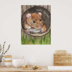 Affiche Souris rustique aquarelle