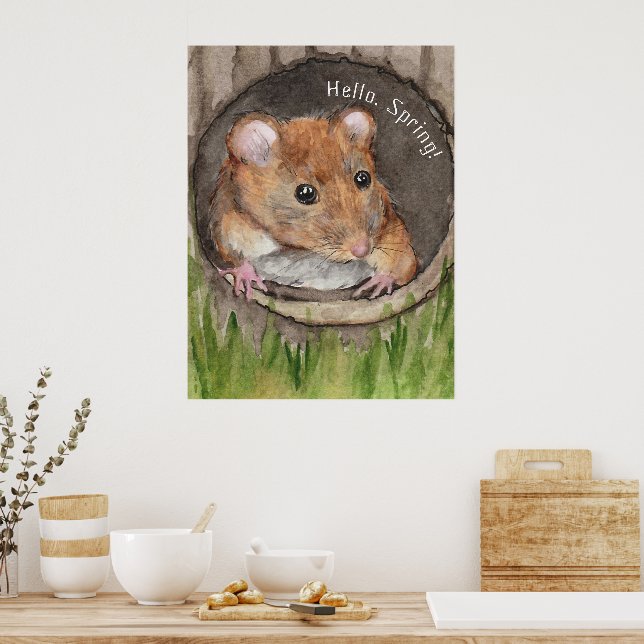 Affiche Souris rustique aquarelle (Cuisine)