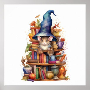 Affiche Souris sur des livres 2