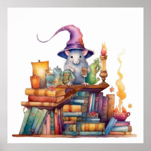 Affiche Souris sur des livres 3
