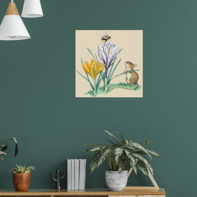 Affiche Souris vintage Molly Brett Nature Crocus Bee (Salon 1)