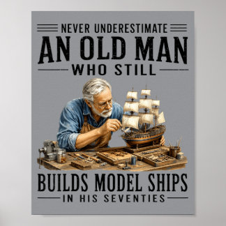 Affiche Sous-estimer un vieil homme qui construit des maqu