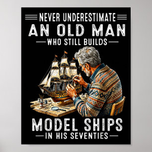 Affiche Sous-estimer un vieil homme qui construit des maqu
