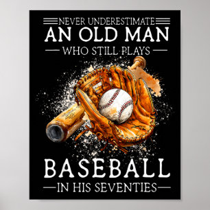 Affiche Sous-estimer un vieil homme qui joue au baseball