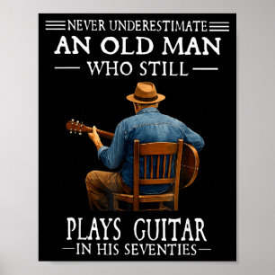 Affiche Sous-estimer un vieil homme qui joue de la guitare