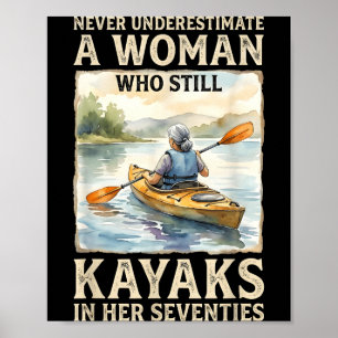 Affiche Sous-estimer une femme qui fait du kayak dans la s