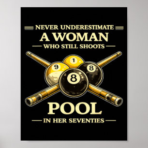 Affiche Sous-estimer une femme qui joue au billard dans le