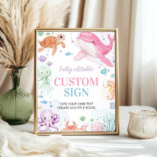 Affiche Sous la fête des animaux de l'océan mer Panneau de