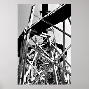 Affiche Sous la glissière de tube d'eau // Noir et blanc