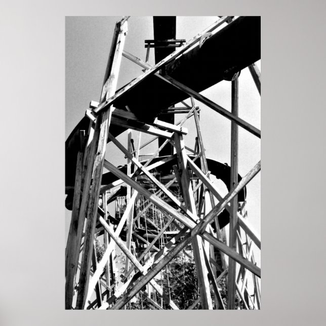 Affiche Sous la glissière de tube d'eau // Noir et blanc (Devant)