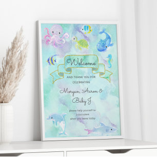Affiche Sous la mer Créatures mignonne Baby shower