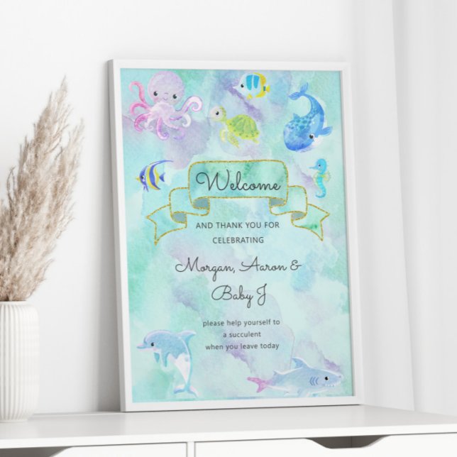 Affiche Sous la mer Créatures mignonne Baby shower (Créateur téléchargé)