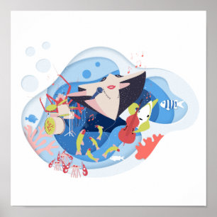 Affiche Sous la mer Marine Animals Chanson de musique