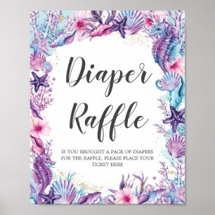 Affiche Sous la mer Turquoise Purple Pink Diaper Raffle