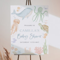 Sous L'Affiche de bienvenue Baby shower Mer 18x24"