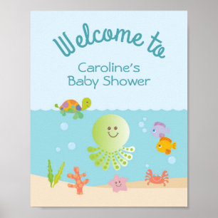 Affiche Sous l'Affiche de bienvenue du Baby shower marin