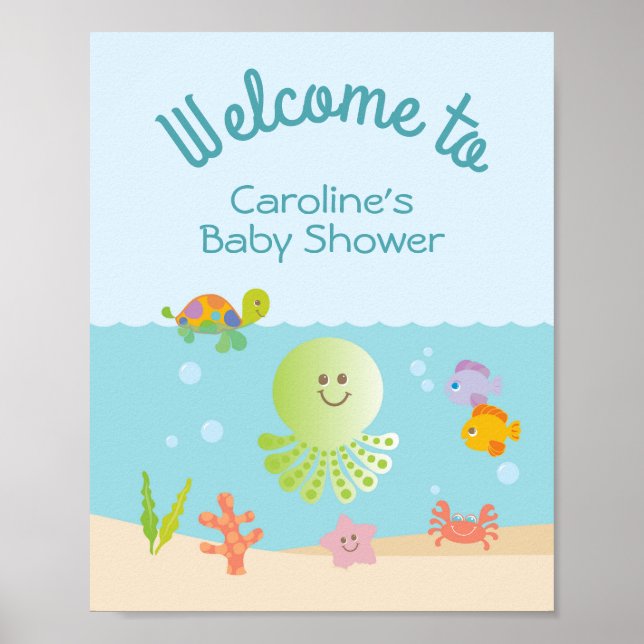 Affiche Sous l'Affiche de bienvenue du Baby shower marin (Devant)