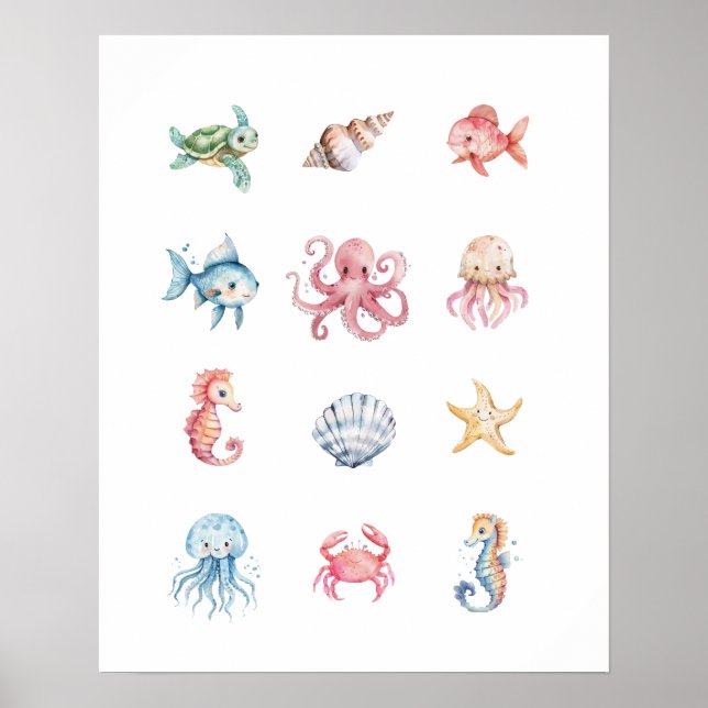 Affiche Sous l'affiche des animaux marins (Devant)