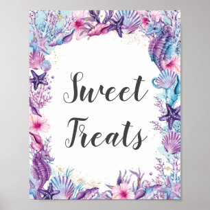 Affiche Sous l'eau Turquoise Violet Rose Sucreries 