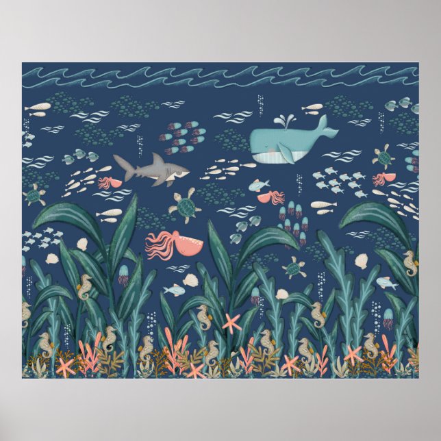 Affiche Sous Les Animaux de l'Océan de la Mer Crèche (Devant)
