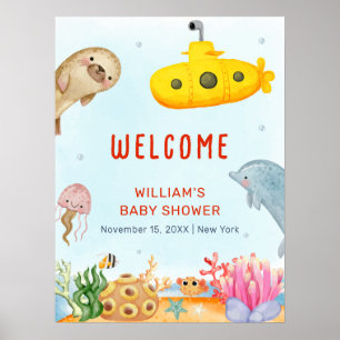 Affiche Sous l'océan, Bienvenue à la Baby Shower Naútico M