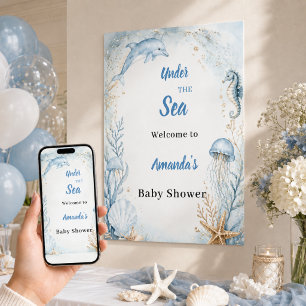 Affiche Sous l'océan bleu bienvenue Baby Shower