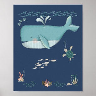 Affiche Sous l'océan marin Animaux Grosse-baleine