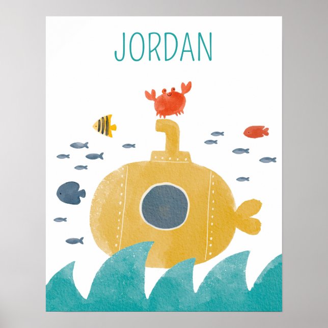Affiche Sous-marin doodle mignon | Explorer (Devant)