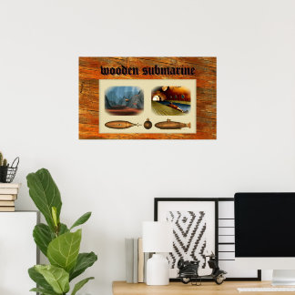 Affiche sous-marin en bois