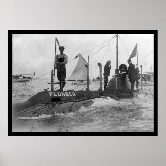 Affiche Sous-marin et voilier 1905 (Devant)