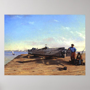 Affiche Sous-marin Torpedo Boat HL Hunley C Chapman 1863