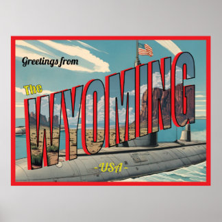 Affiche Sous-marin Wyoming Pour USA Retro Carte Postale