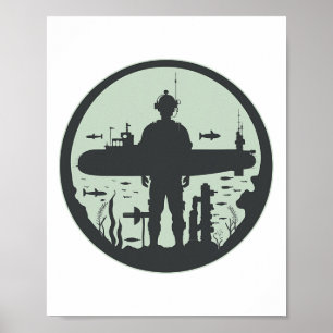Affiche Sous-marinier Vétérinaire Submersible Sous-marin n