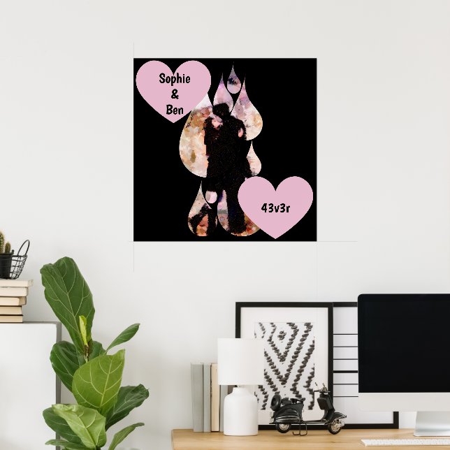 Affiche Sous parapluie : Couple romantique s'embrassant so (Bureau à domicile)