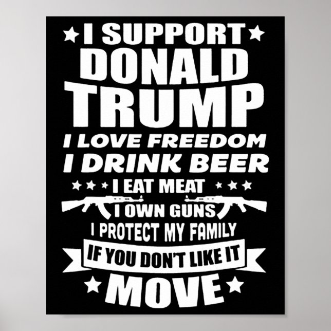 Affiche Soutenez Donald Trump I Love Freedom I Drink Beer (Devant)