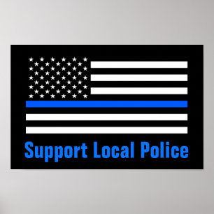 Affiche Soutenez la ligne bleue fine de la police locale