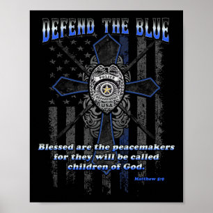 Affiche Soutenez la police ligne bleue Défendez le bleu 