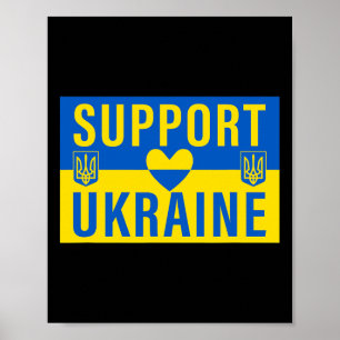 Affiche Soutenez le drapeau ukrainien avec le cœur