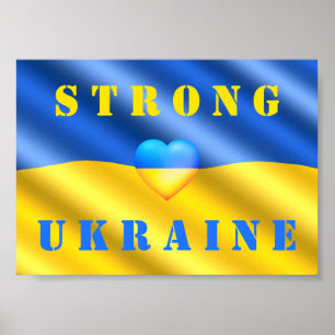 Affiche Soutenez l'Ukraine - Fort - Drapeau - Liberté - Pa