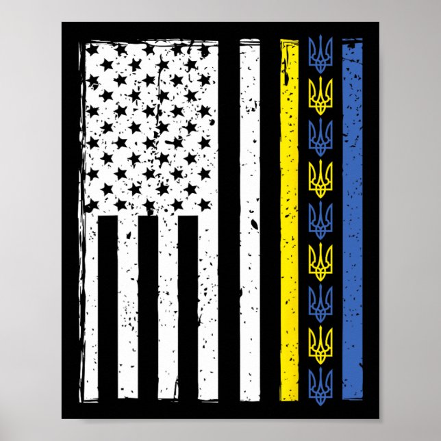 Affiche Soutenez l'Ukraine Je suis avec l'Ukraine Drapeau  (Devant)