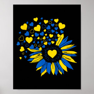Affiche Soutenez l'Ukraine Tournesol Drapeau Ukrainien Cœu