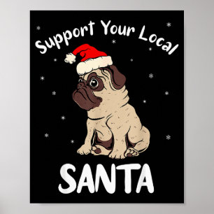 Affiche Soutenez Votre Père Noël Local - Drôle de Noël Xma