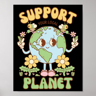 Affiche Soutenez votre planète locale Hommes Femmes Enfant