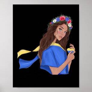 Affiche Soutenir la paix en Ukraine Fille ukrainienne cœur