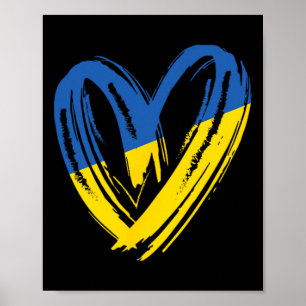 Affiche Soutenir le drapeau ukrainien Cœur Anti-guerre Pai